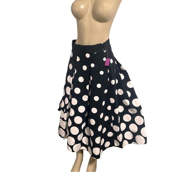WHITE HOUSE BLACK MARKET Women A-Line Skirt Ankle Lenght Polka Dot Size 4 #1116 - Picture 15 of 16